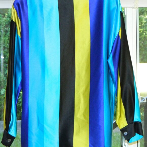 3 for/$30 Linda Allard Ellen Tracy Vintage Striped 100% Silk Blouse Size 12P - Picture 7 of 11